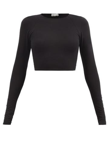 Skin - Antheia Organic Cotton-blend Jersey Cropped Top - Womens - Black