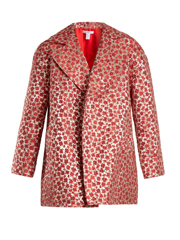 Oscar De La Renta Poppy-jacquard Coat