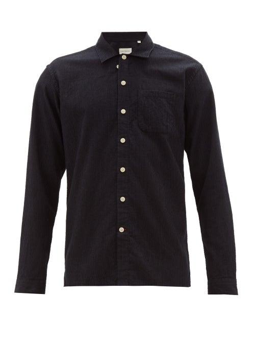 Matchesfashion.com Oliver Spencer - Striped Cotton Blend Shirt - Mens - Black