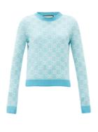 Ladies Rtw Gucci - Gg-jacquard Wool-blend Sweater - Womens - Blue White