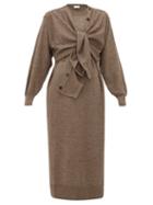 Matchesfashion.com Lemaire - Layered Wool Blend Cardigan Dress - Womens - Brown