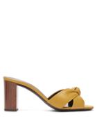Matchesfashion.com Saint Laurent - Bianca Knotted Leather And Wood Mules - Womens - Dark Yellow
