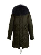 Mr & Mrs Italy Mongolian-fur Trimmed Hooded Shell Coat