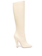 Saint Laurent - Koller Leather Knee-high Boots - Womens - Cream