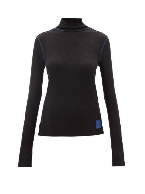 Loewe - Logo-patch Ribbed-jersey Top - Womens - Black