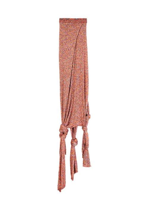 Matchesfashion.com Loewe - Sequinned Knotted-hem Knitted Skirt - Womens - Pink