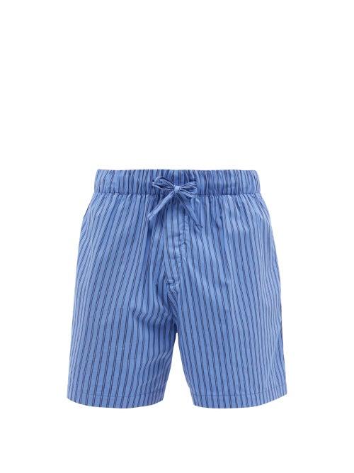 Tekla - Striped Organic-cotton Pyjama Shorts - Mens - Blue Stripe