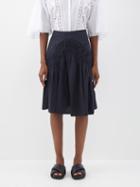 Merlette - Mare Gathered Cotton-poplin Midi Skirt - Womens - Black