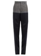Matchesfashion.com Vetements - Panelled Checked Wool Blend Trousers - Womens - Navy Multi