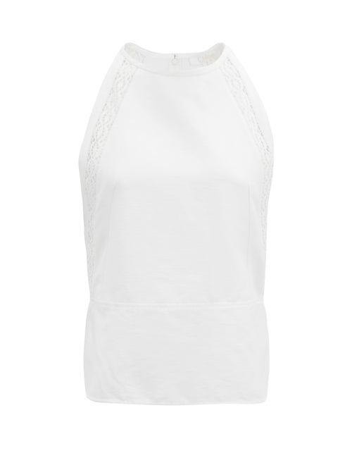 Matchesfashion.com Chlo - Lace-trimmed Linen-blend Top - Womens - White