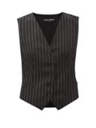 Matchesfashion.com Dolce & Gabbana - Chalk-striped Wool-blend Waistcoat - Womens - Grey Multi