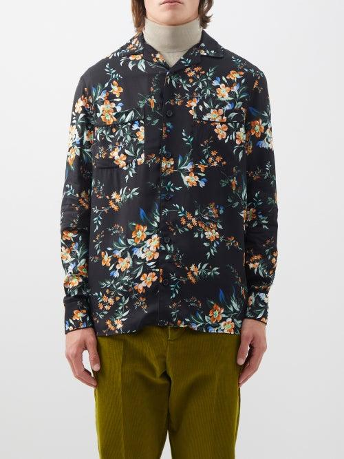 Erdem - Lucious Kallmus-print Twill Shirt - Mens - Black Multi