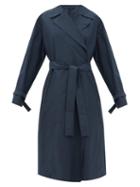 Matchesfashion.com Jil Sander - Longline Waterproof-cotton Coat - Womens - Navy