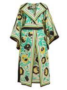 Matchesfashion.com Gucci - Alsacienne Print Linen Blend Kimono Coat - Womens - Yellow Multi