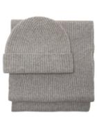 Ladies Accessories Johnstons Of Elgin - Ribbed-cashmere Beanie And Scarf Set - Womens - Light Grey