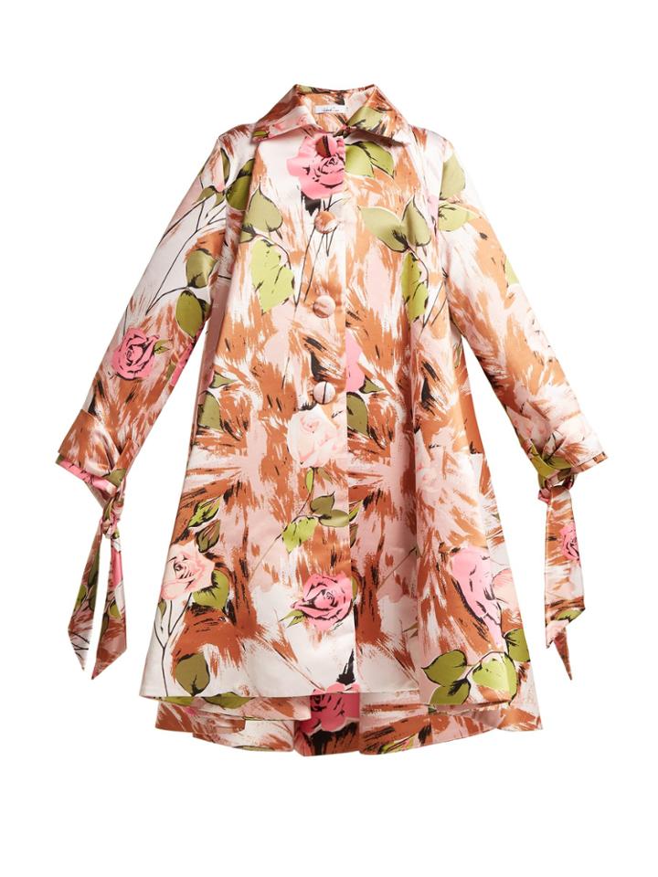 Richard Quinn Floral-print Satin Coat