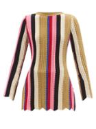 Matchesfashion.com Colville - Zigzag-hem Striped Cotton-blend Longline Sweater - Womens - Multi