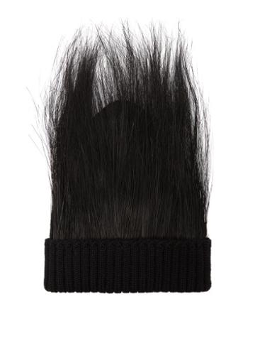 Matchesfashion.com Marc Jacobs Runway - Feather-trimmed Wool Beanie Hat - Womens - Black