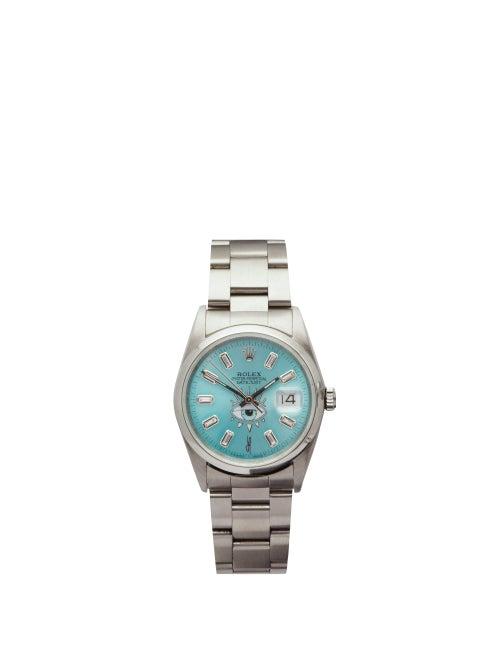 Matchesfashion.com Jacquie Aiche - Vintage Rolex Datejust Stainless-steel Watch - Womens - Blue Silver