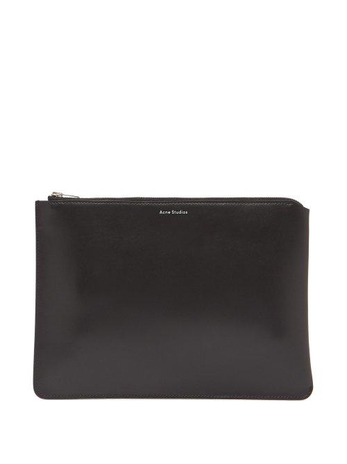 Matchesfashion.com Acne Studios - Malachite Logo Printed Leather Pouch - Mens - Black