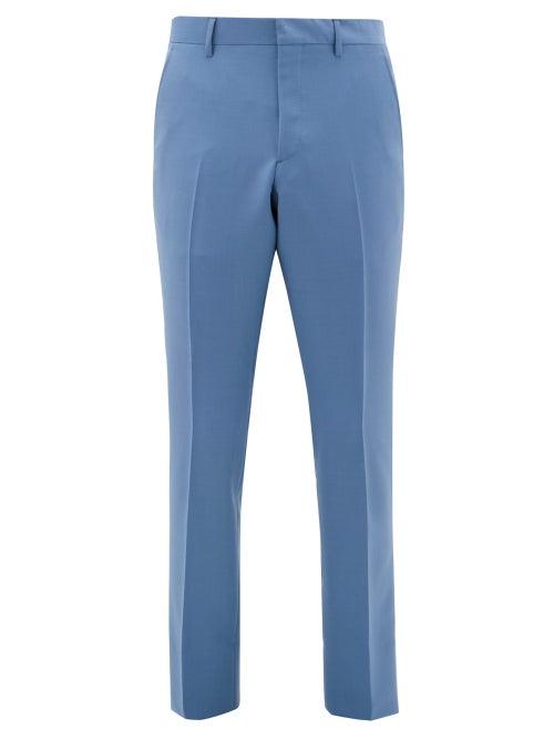 Matchesfashion.com Burberry - Mohair-blend Straight-leg Suit Trousers - Mens - Blue