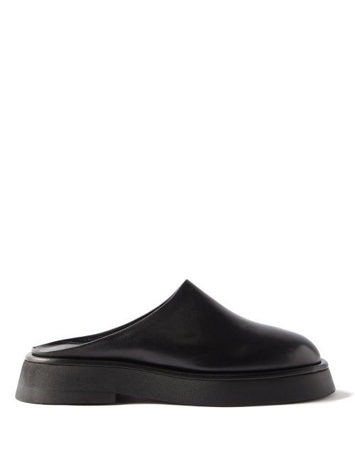 Wandler - Rosa Leather Flatform Backless Loafers - Womens - Black