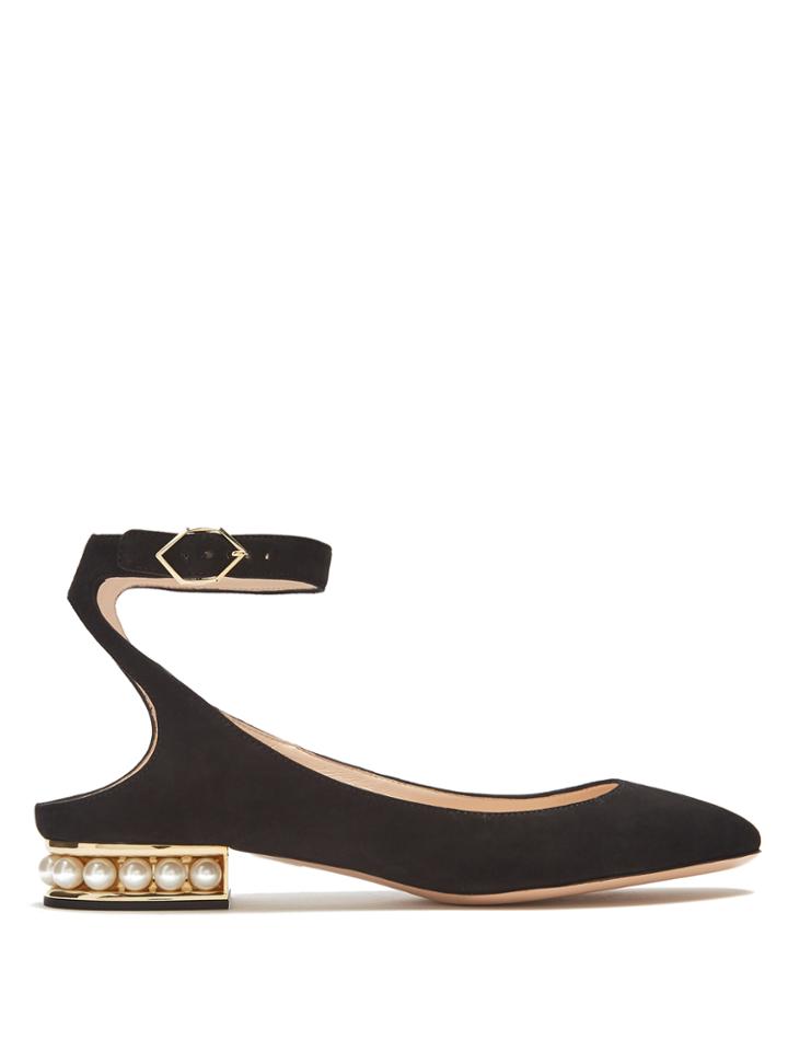Nicholas Kirkwood Lola Pearl-heeled Suede Ballet Flats