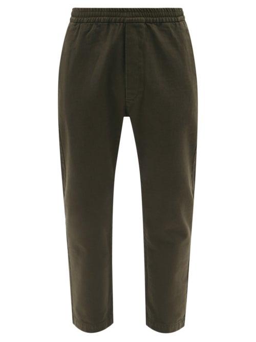 Mens Rtw Barena Venezia - Bativoga Drawstring-waist Cotton-twill Trousers - Mens - Dark Khaki