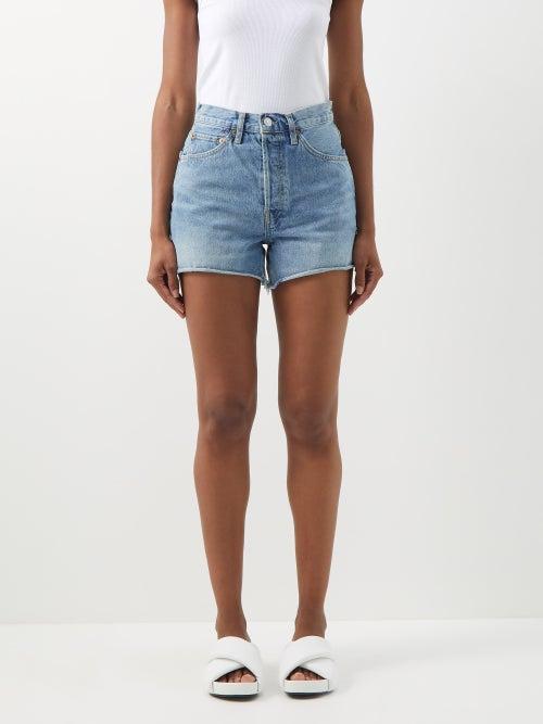 Re/done - 50s High-rise Cut-off Denim Shorts - Womens - Light Denim
