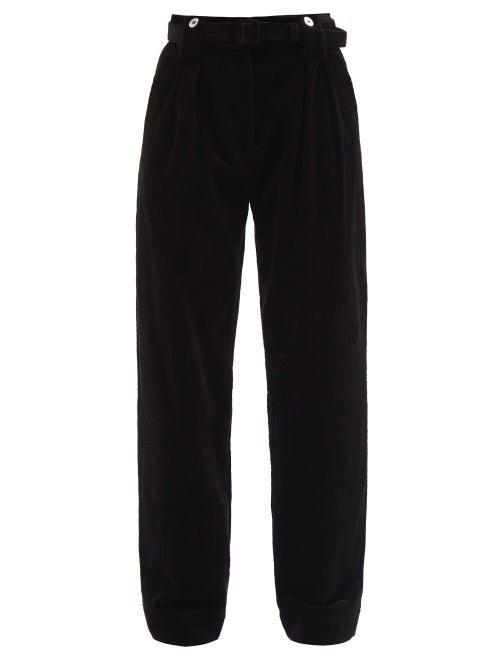 Ladies Rtw Jil Sander - Belted Cotton-corduroy Wide-leg Trousers - Womens - Black