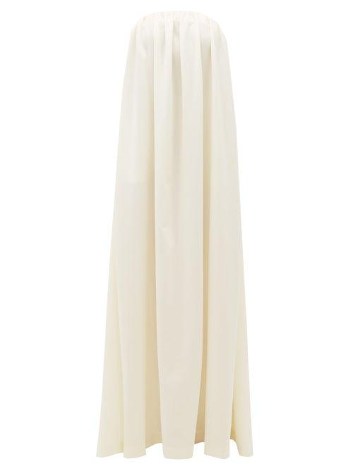 Matchesfashion.com Sara Battaglia - Bow-embellished Strapless Wool-blend Gown - Womens - White