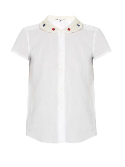 Jupe By Jackie Lapalco Short-sleeved Cotton-organdie Shirt