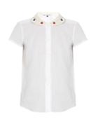 Jupe By Jackie Lapalco Short-sleeved Cotton-organdie Shirt