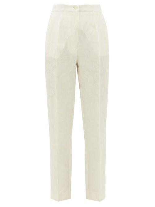 Matchesfashion.com Etro - Bristol Floral-jacquard Trousers - Womens - White
