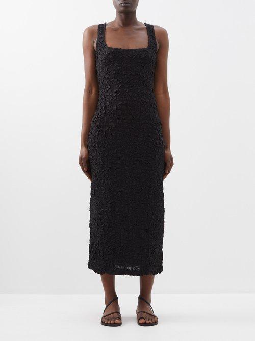 Mara Hoffman - Sloan Square-neck Smocked-tencel Midi Dress - Womens - Black