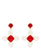 Matchesfashion.com Oscar De La Renta - Baroque Faux Pearl And Crystal Drop Earrings - Womens - Red
