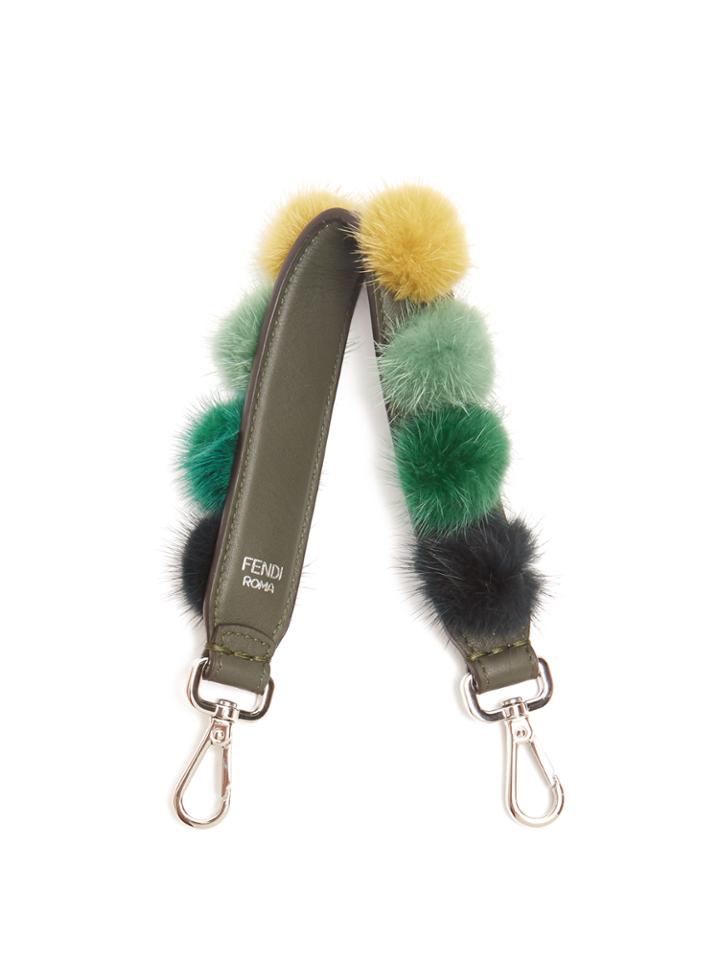 Fendi Strap You Mini Fur-pompom Leather Bag Strap