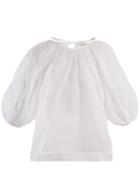 Matchesfashion.com Cecilie Bahnsen - Astrid Puff Sleeved Cotton Top - Womens - White