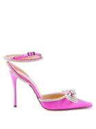Mach & Mach - Double-bow Crystal-embellished Satin Pumps - Womens - Pink