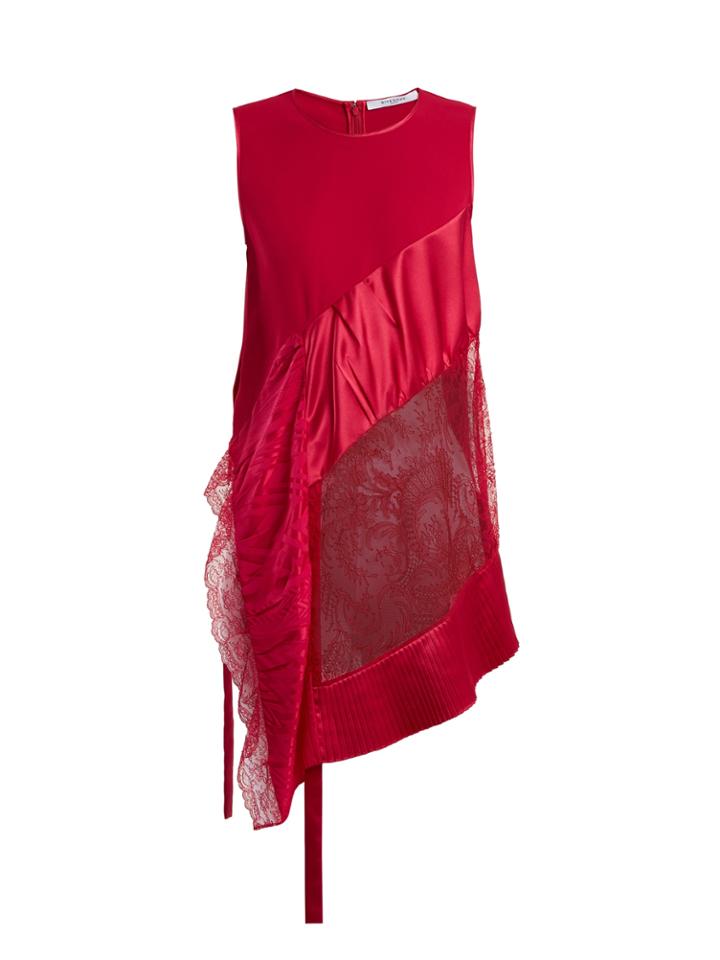 Givenchy Panelled-lace Round-neck Asymmetric Top