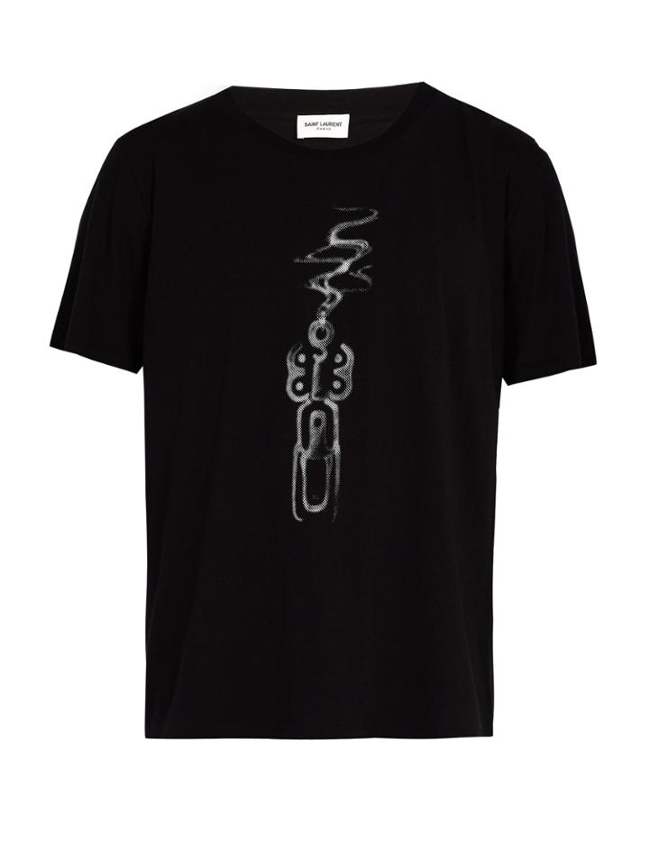 Saint Laurent Gunshot-print Crew-neck T-shirt