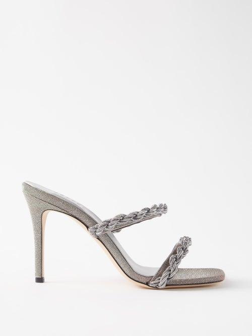Serena Uziyel - Roxana 90 Braided-strap Leather Mules - Womens - Silver