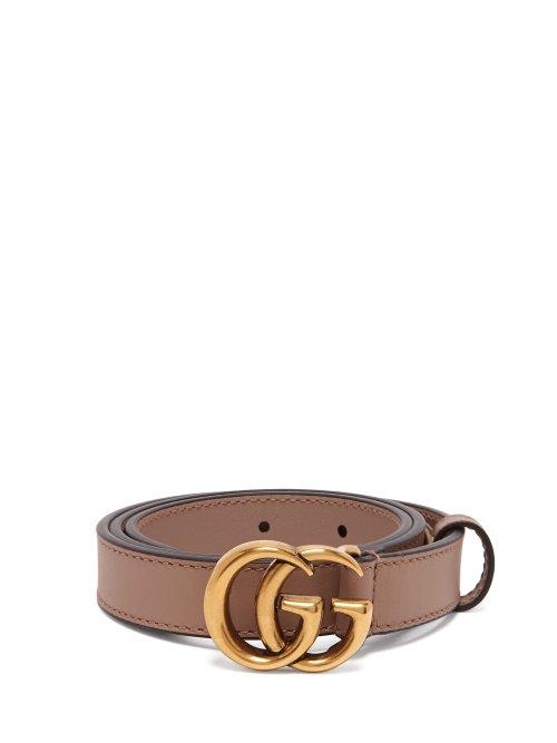 Matchesfashion.com Gucci - Gg Monogram Buckle Leather Belt - Womens - Pink