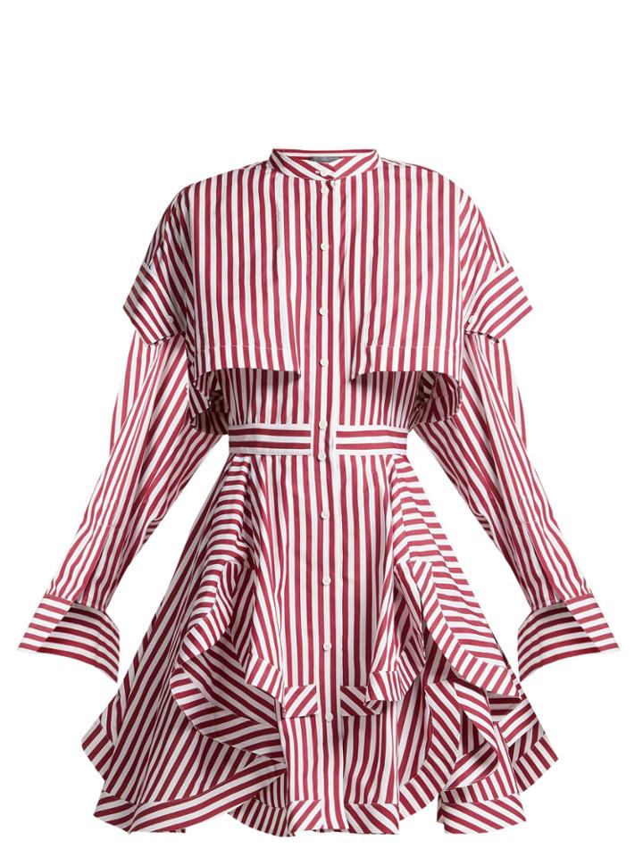 Alexander Mcqueen Ruffled Striped Cotton-poplin Mini Dress