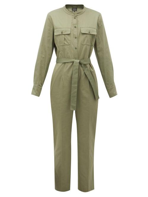 Matchesfashion.com A.p.c. - Elonore Mandarin-collar Cotton Jumpsuit - Womens - Khaki