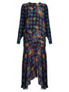 Preen Line Tilly Floral And Check-print Crepe Dress