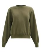 Ladies Rtw The Frankie Shop - Vanessa Padded-shoulder Organic-cotton Sweatshirt - Womens - Khaki
