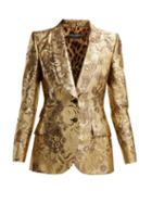 Matchesfashion.com Dolce & Gabbana - Single Breasted Floral Jacquard Blazer - Womens - Gold