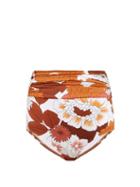 Matchesfashion.com Dodo Bar Or - Rachelle High Rise Floral Print Bikini Briefs - Womens - Brown Print