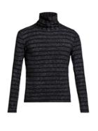 Matchesfashion.com Saint Laurent - Striped Roll Neck Sweater - Mens - Black Silver